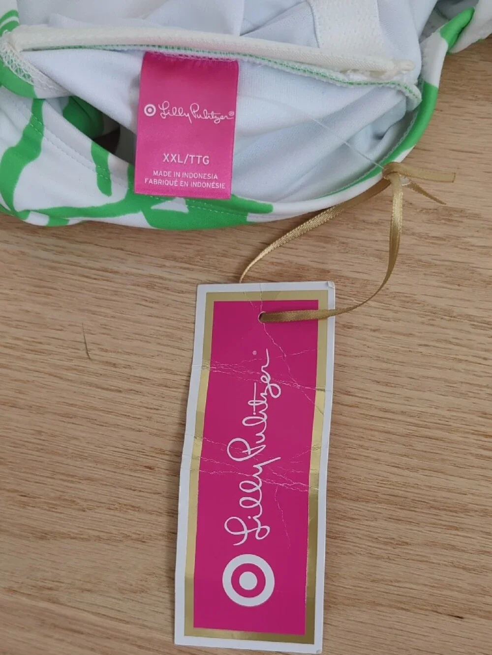 NWT Lilly Pulitzer For Target Bright Green & White Tropical One-Piece Swimsuit - Picture 2 of 6